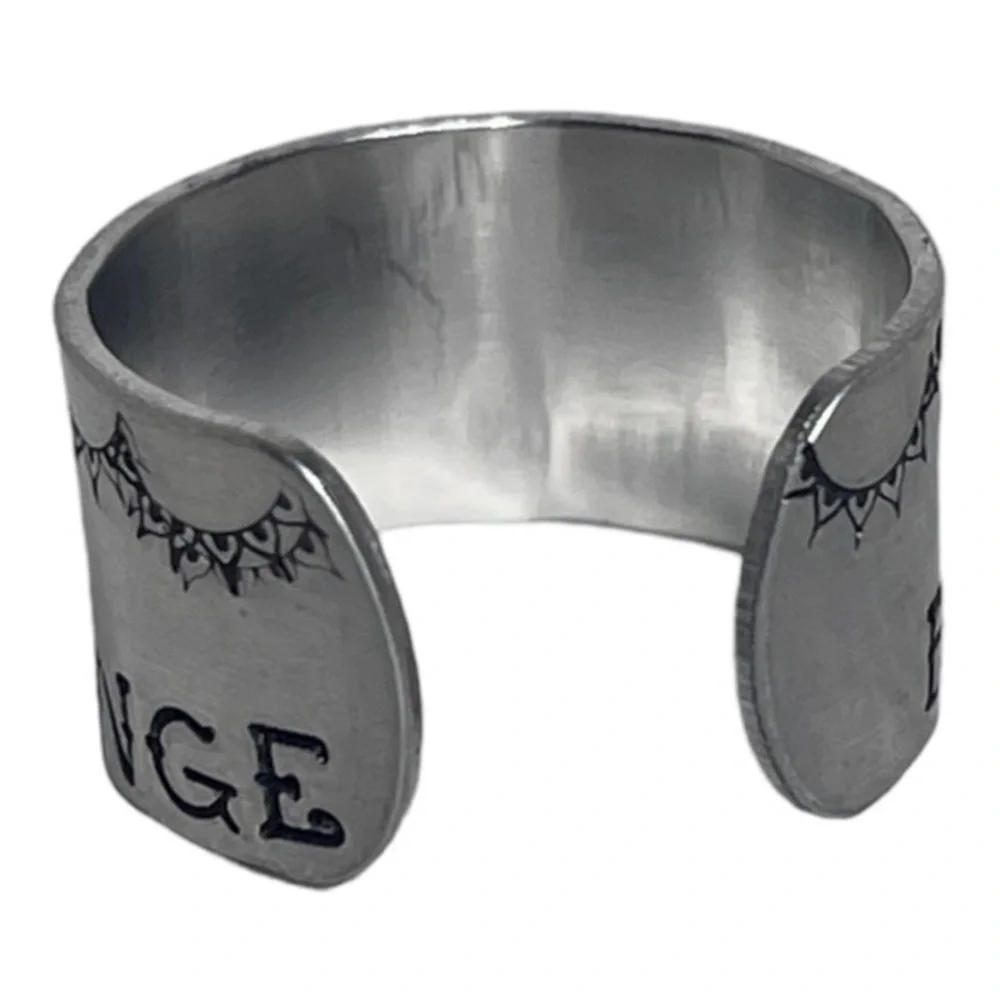 Handmade 9/10 stamped change  silver hypoallergenic adjustable wide cuff ring‎